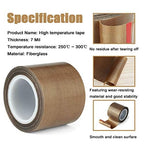 GCQ Teflon Fabric Tape, 3/4 Inch 30 Feet PTFE Tape for Vacuum Sealer Machine, Hand Impulse Sealers Insulation PTFE Coated Fiberglass Adhesive Tape Compatible with FoodSaver,Seal A Meal,Weston,Cabella 3/4 IN