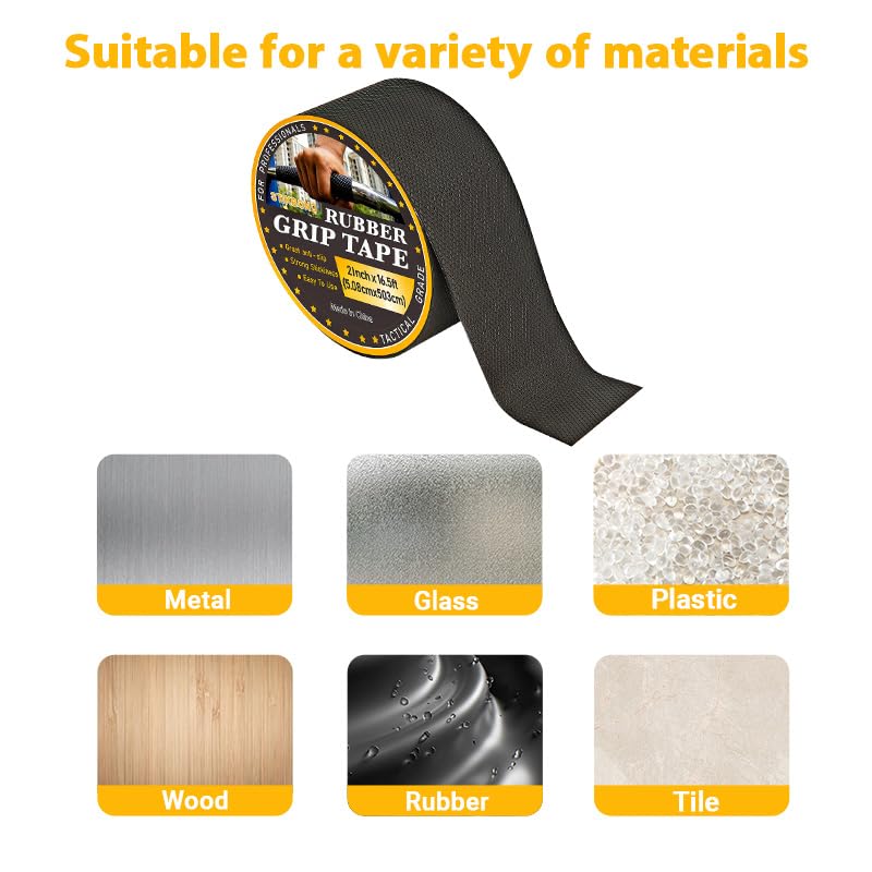 2" x 16.5ft Rubber Grip Tape 1-Pack Anti-Slip Safety Tape with High Density Rubber Material for Tools,Bike Handlebars, Sports Equipment and Handrails 2" x 16.5ft