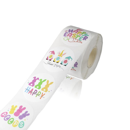 500 PCS Easter Bunny Stickers Roll,1.5 Inch Bunny Sticker for Small Business Easter Rabbit Round Labels Stickers