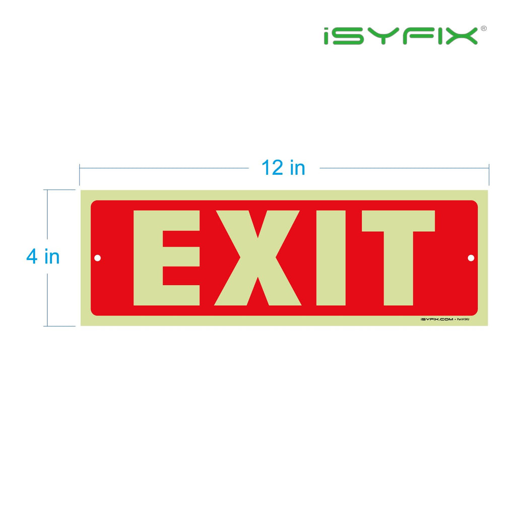 iSYFIX Exit Glow in the Dark Sign, 12x4 Inch, 12 Pack 12 Pk 12x4 Plastic Glow