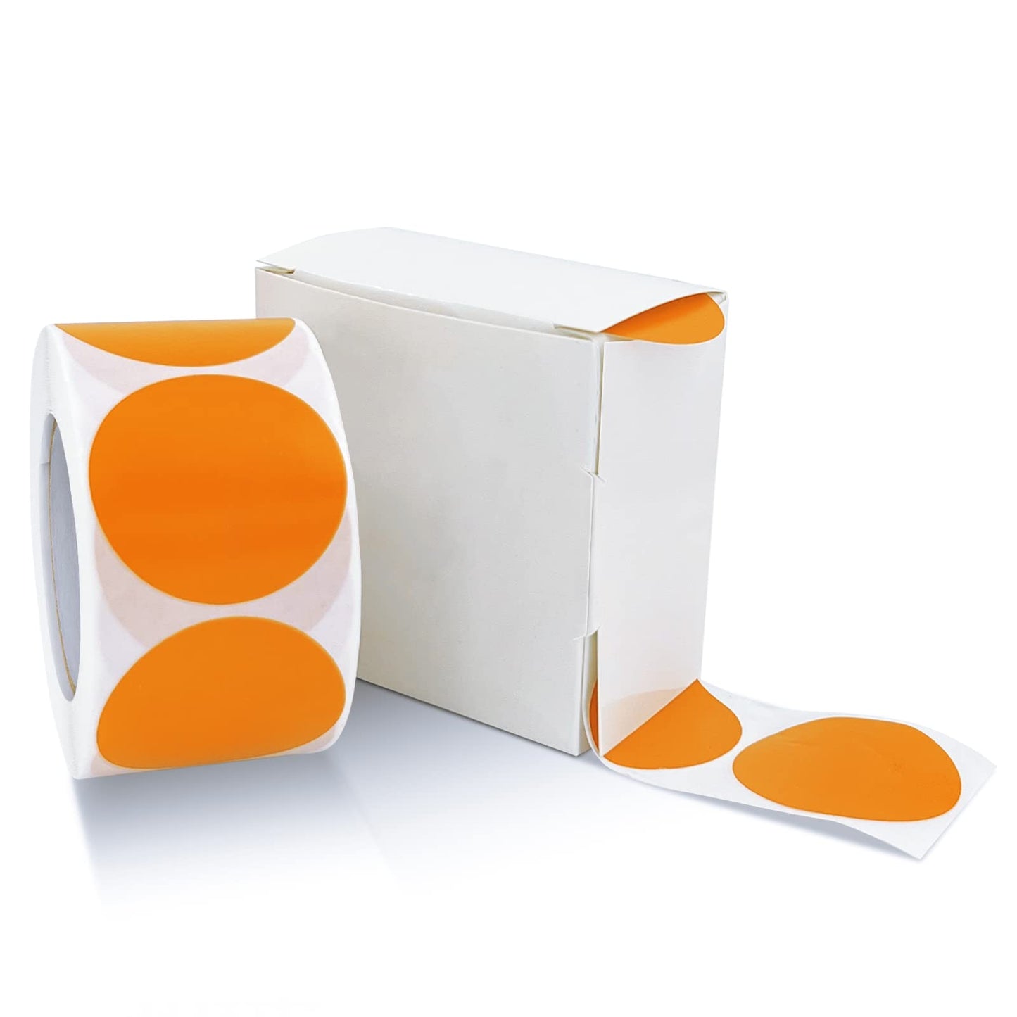 Round Stickers Orange 1.5 Inch Circle Labels with Dispenser Box Color Coding Dot Sticker Waterproof Removable Roll of 500 PCS 1.5" Diameter