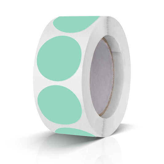 Round Stickers Light Green 1 Inch Circle Labels Color Coding Dot Vinyl Floor Sticker Waterproof Removable Roll of 500