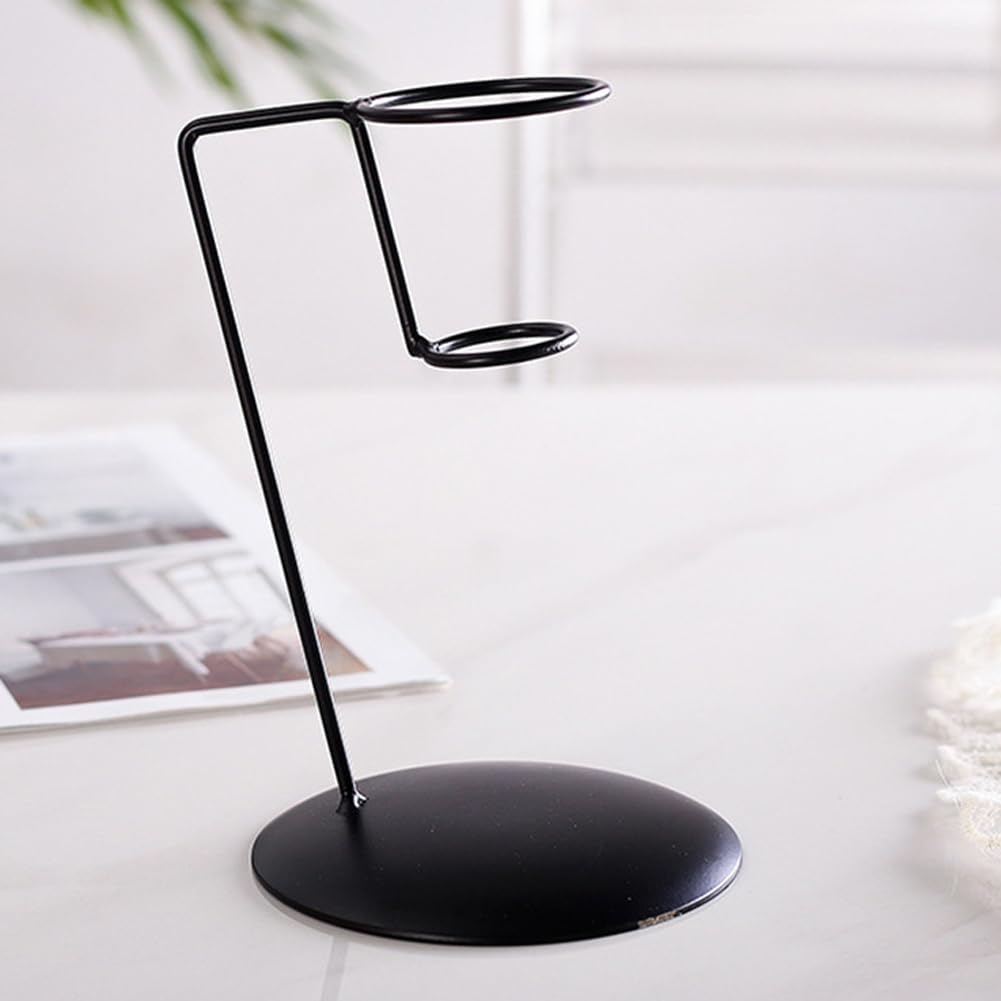 luzen 2Pcs Iron Metal Ice Cream Cone Rack Holder Single Ice Cream Cone Serving Treats Stand with Round Base French Fries Display Stand for Kitchen Bar Restaurant Party Supplies, Black