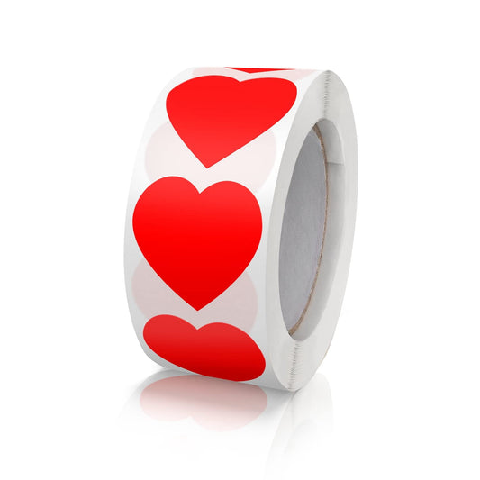 Red Heart Shaped Sticker, 1 inch Cute Love Labels for Valentine’s Day, Invitation, Envelopes, Crafting, Scrapbooking, 500 Labels Per Roll Red