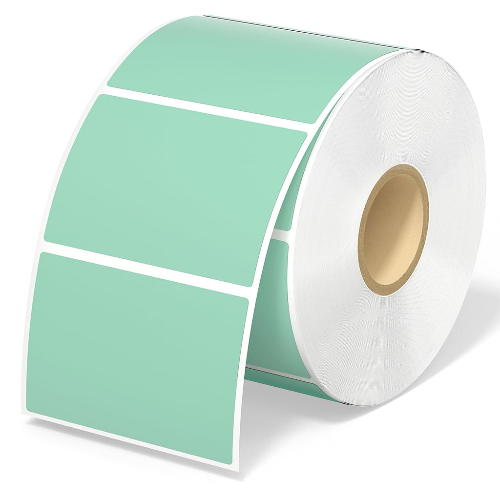 2.25"x1.25" Green Thermal Sticker Labels+Label Holder for Rolls and Fanfold Labels