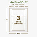 Avery Printable Rectangle Hemp Labels with Sure Feed Technology, 3" x 6", Off-White, Print-to-the-Edge, Laser & Inkjet Compatible, 120 Total, Great for Product Branding, Packaging, and More 120 Labels