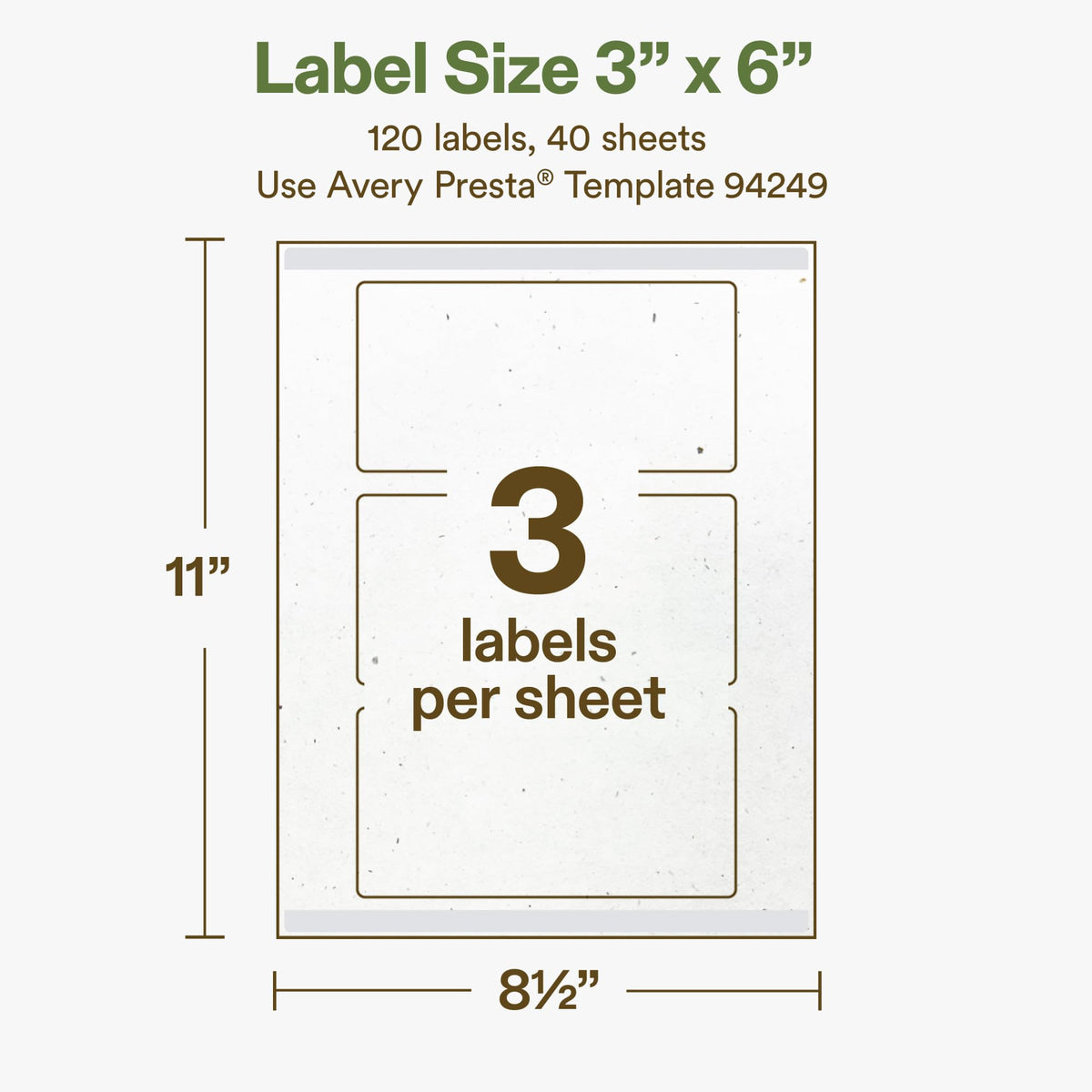 Avery Printable Rectangle Hemp Labels with Sure Feed Technology, 3" x 6", Off-White, Print-to-the-Edge, Laser & Inkjet Compatible, 120 Total, Great for Product Branding, Packaging, and More 120 Labels