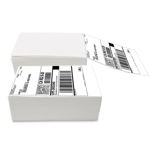 500 Labels/Stack, GOLDEN WIND Direct Thermal Label, 4ʺx 6ʺ Fanfold Labels, White and BPA Free with Perforated line, Fit Most of Thermal Printers in Market