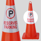 BATTIFE 4 Pack Adhesive Reserved Parking Reflective Traffic Cone Stickers