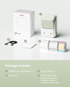 NIIMBOT B1 Label Maker Machine with 3 Tapes, 2Inch Thermal Label Printer Green 1 Printer+3 Roll Labels