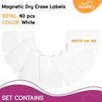 Availey 72 Pcs Magnetic Dry Erase Labels - 32 Pieces of 4 x 1.8 and 40 Pieces of 3 x 2 with Full White Front