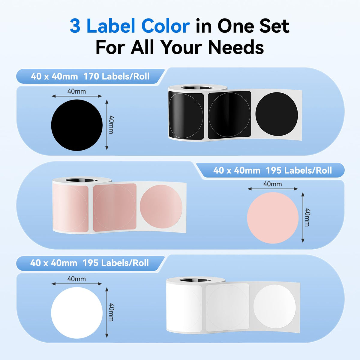 NIIMBOT M2/M3 Thermal Transfer Label Tape, Package Thank U 3-Color Set