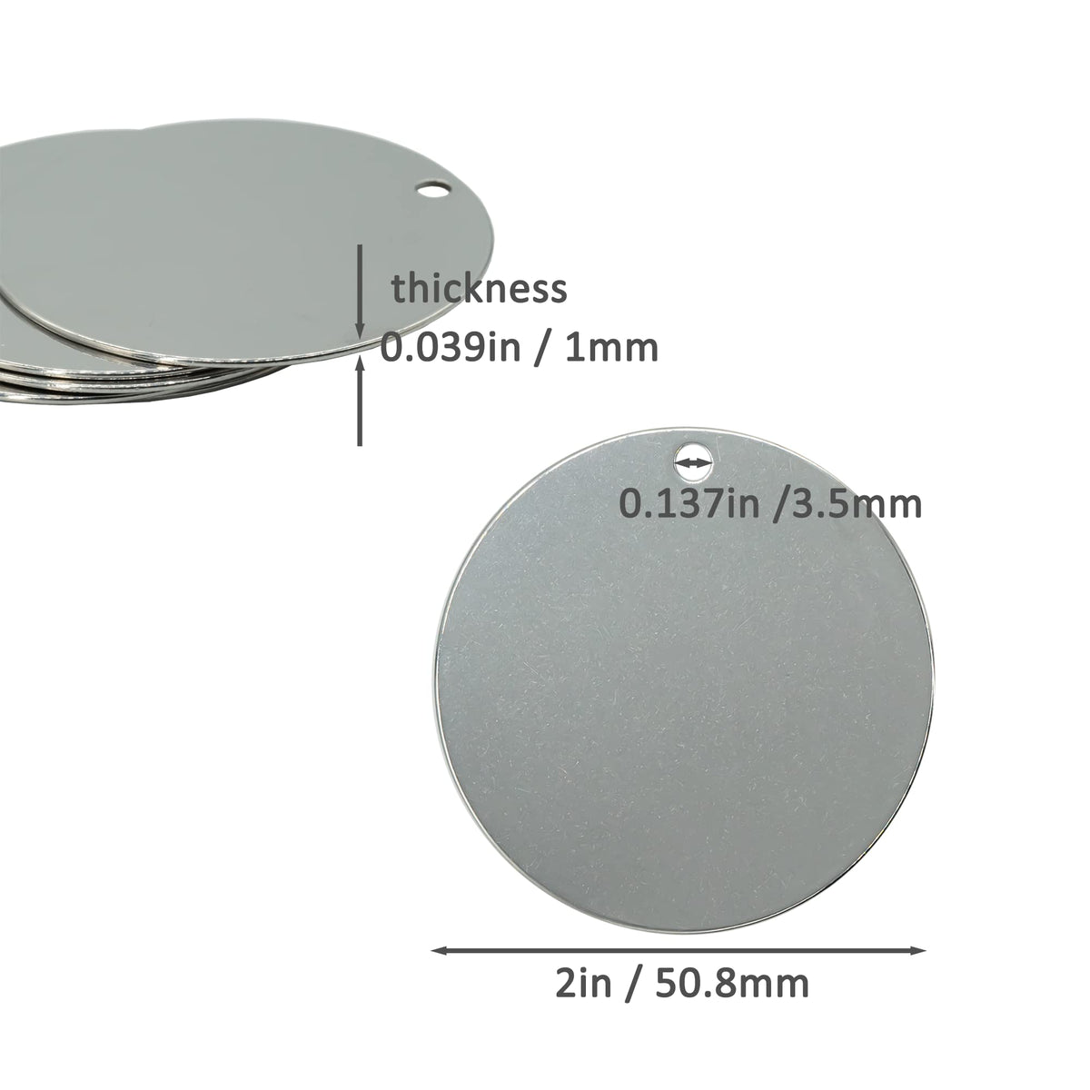 2 Inch Round Metal Engraving Stamping Blanks Stainless Steel Blank Tags 50 Pack