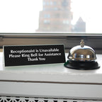 SmartSign "Receptionist is Unavailable, Please Ring Bell for Assistance" Tabletop Tent Sign | 2" x 6" Acrylic
