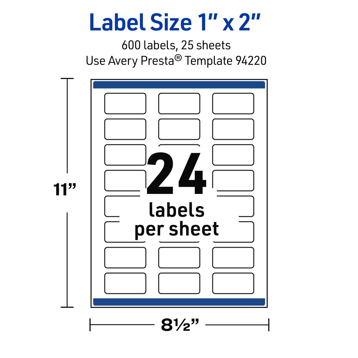 Avery Outdoor Waterproof Rectangle Labels with Sure Feed Technology, 1" x 2", White Film, Print-to-the-Edge, Compatible with Laser Printers, 600 Labels Total
