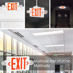 LED Exit Sign with Emergency Lights Dual Exit Lamp, 90 Min Battery Backup White Housing & Red Letter 1 PACK
