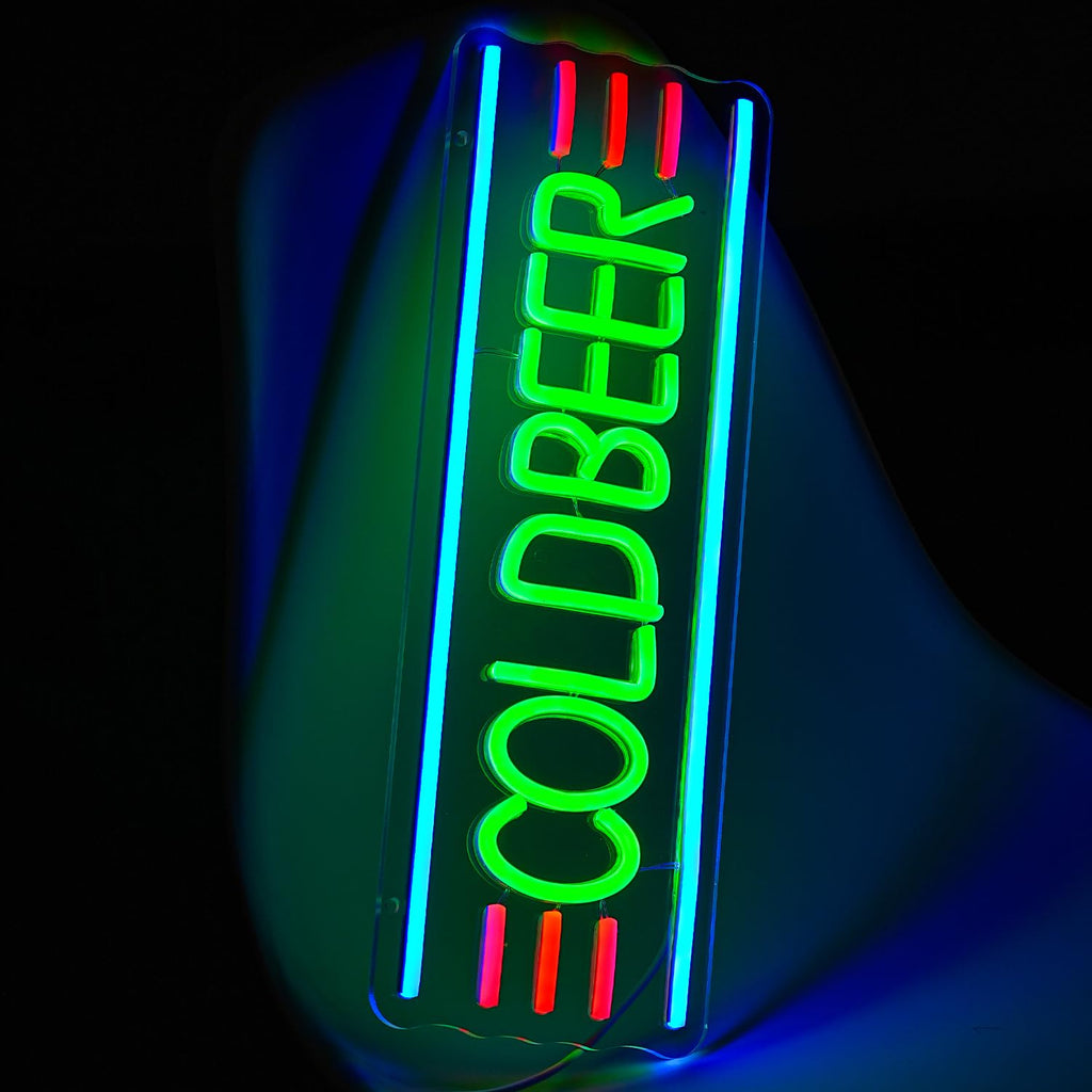 Cold Beer Neon Sign Bar Neon Light Sign for Man Cave Beer Neon Light Sign Letter Led Sign for Pub Bedroom Store Club Bistro Wall Decor Ideal Pick for Dad Husband Men Cold Beer