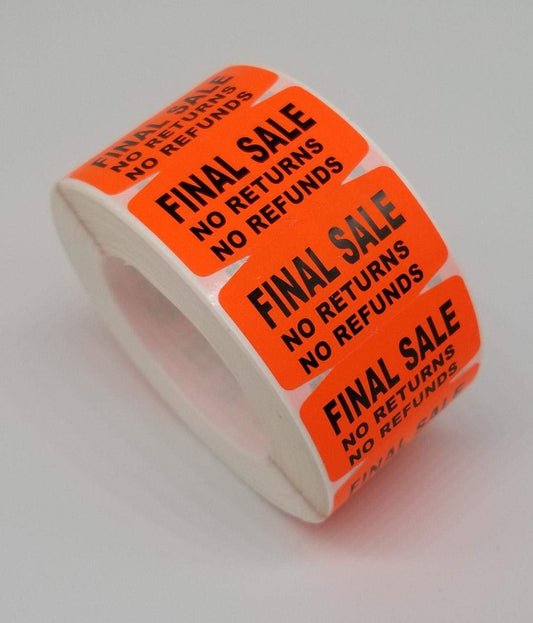 Final Sale - NO Returns- NO REFUNDS, 1.5" x 1" Fluorescent Red Sticker, 1000 Labels