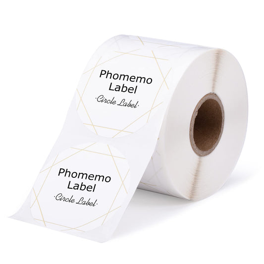 Phomemo Circle Label- 2" Thermal Round Label Multi-Purpose Roll Sticker Labels for DIY Logo Design, Barcode, 750Labels/Roll