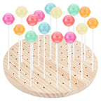 PH PandaHall 90 Holes Wooden Skewer Holder Food Display Stand Kabobs Appetizer Displays Round Fruit Skewers Board Dessert Lollipop Holder for Parties Birthday Barbecues Cocktai Picnic Catering