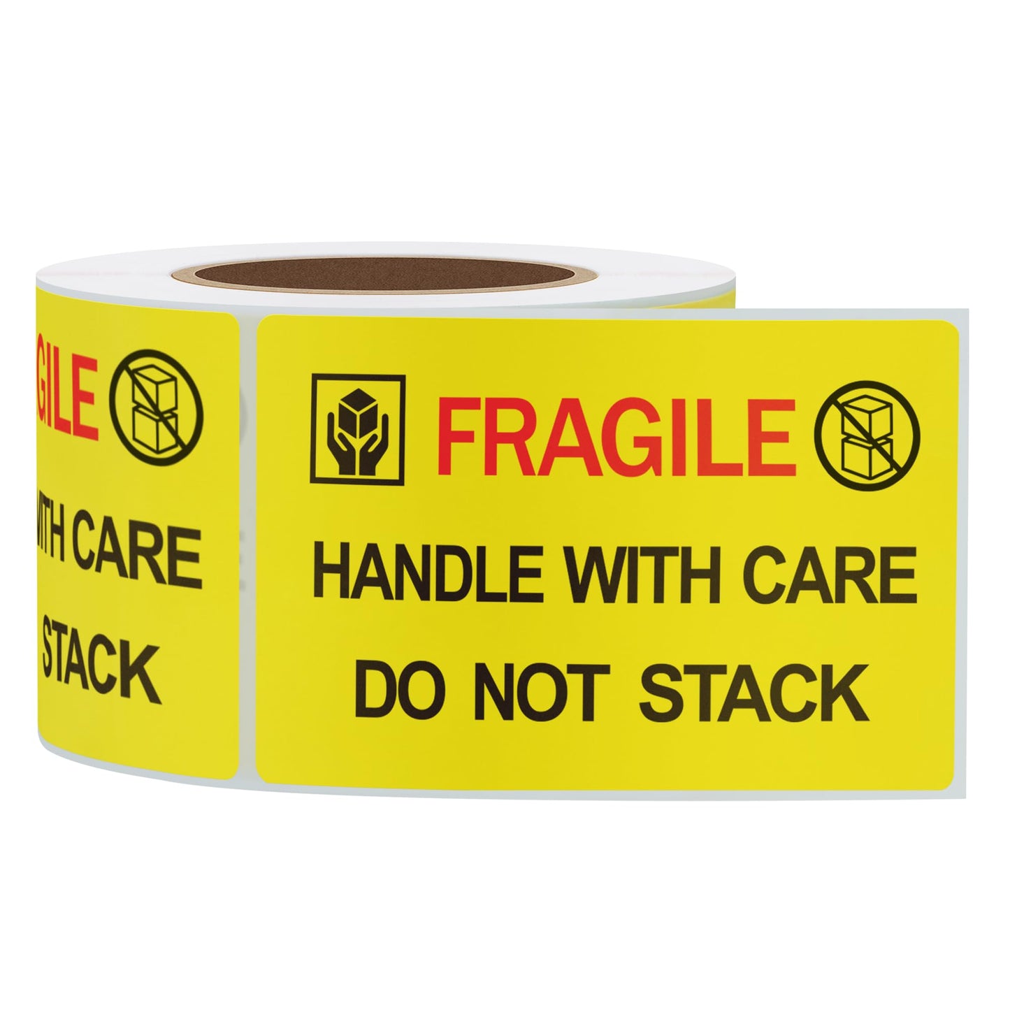 Hybsk 2x3 inch 300pcs Fragile Stickers for Shipping Moving Handle with Care Do Not Stack Yellow Warning Labels (Type 2) Type 2