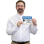 SmartSign pack of 4 5x7 inch "Notice - Area Under 24 Hour Video Surveillance" sticker labels with blue, black, and white design.