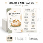 100 Sourdough Bread Care Instruction Cards, 2 x 3.5 in