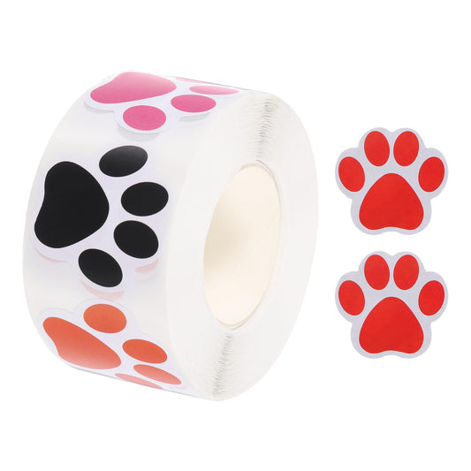 MECCANIXITY Adhesive Label Stickers Mixed Color 500Pcs Paw Prints Stickers 1.5inch Dog Paw Bear Paw Stickers for Children Teacher Fit Crafts Party