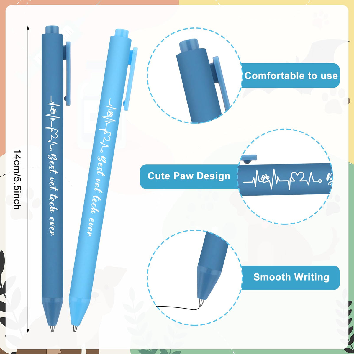 12 Sets Vet Tech Week Gifts Bulk Dog Paw Notebooks with Ballpoint Pens