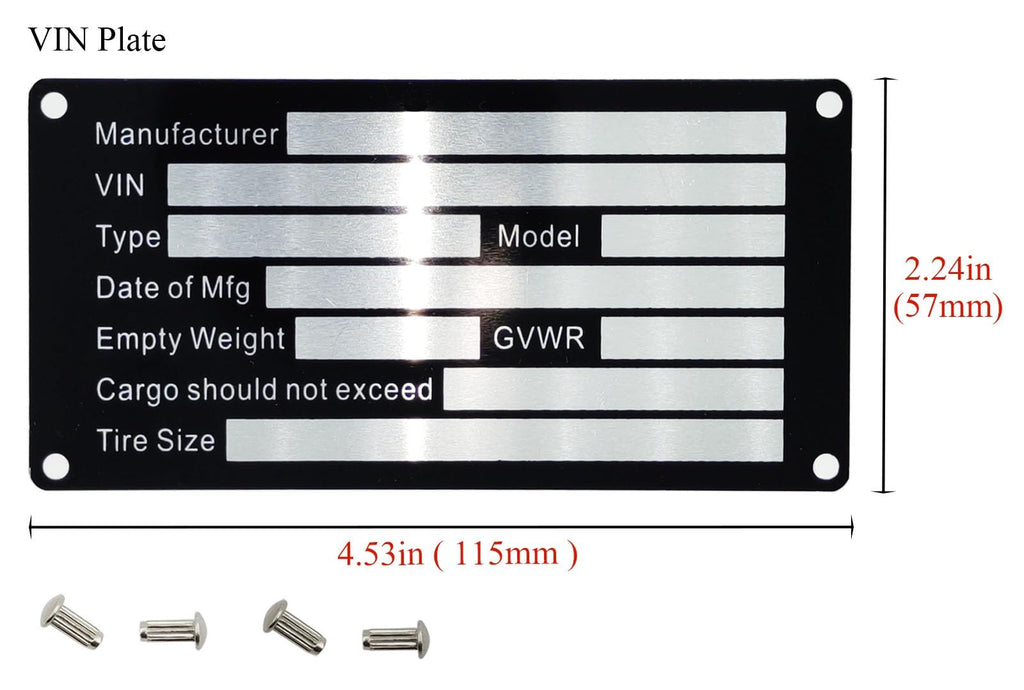 Blank Aluminum Trailer ID Plates, Metal Identification Plate, Serial Number Tag, Equipment Data Plate, Chassis ID Label, Compliance Asset Tag, Industrial Nameplate, DIY Replacement ID Plate Blank, 5 Pcs.