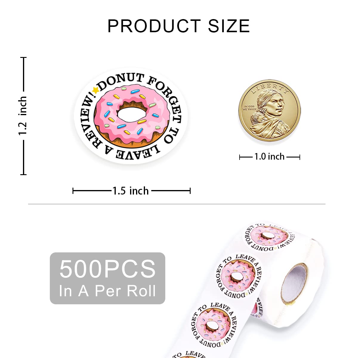 Cute Leave a Review Stickers,Funny Doughnut Forget to Leave A Review Sticker for Small Business Mail Envelopes Shipping Package Packaging 500 PCS Donut forget
