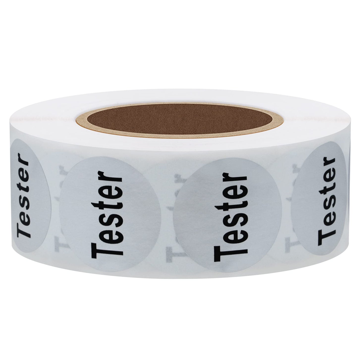 Hybsk Clear Cosmetic Tester Labels 20mm Round Total 500 Per Roll (Silver) Silver