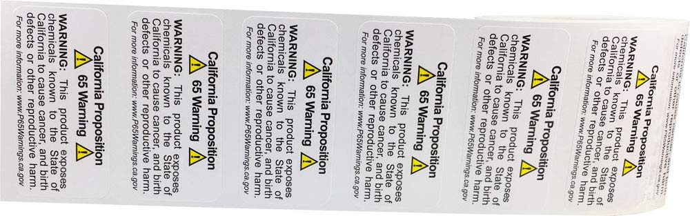 InStockLabels.com Adhesive Warning Labels, California Proposition 65 Short-Form Sticker Pack, 1 Inch Inch x 2 Inch Inch, Pack of 500