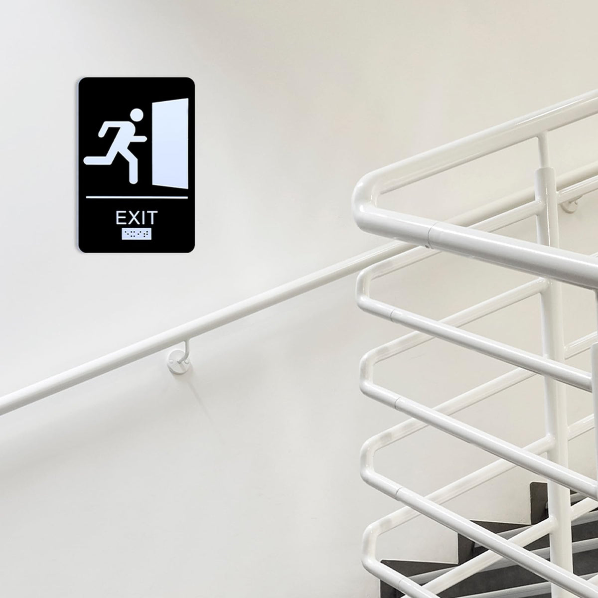 4 Pcs Exit Sign with Braille ADA Compliant 9x6 Inch for Business
