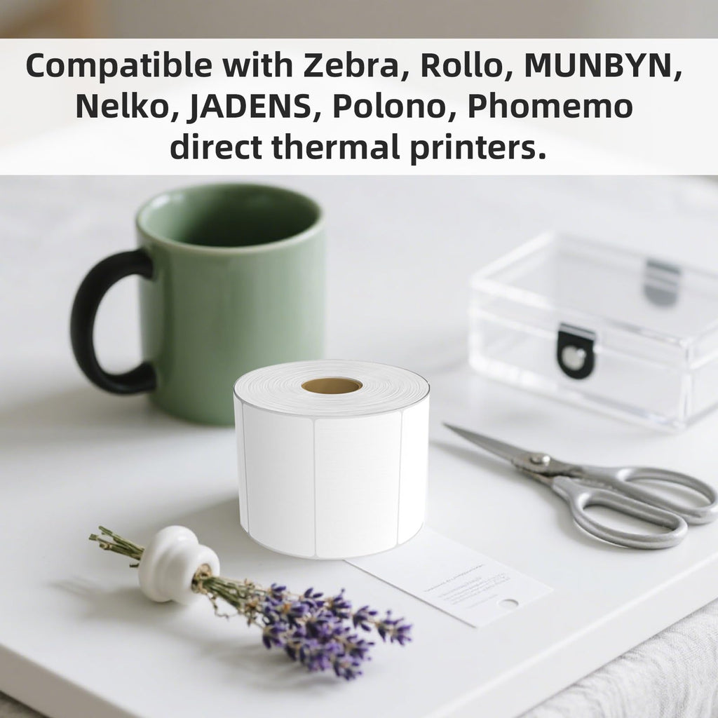 500 3x2 Thermal Labels Roll, HUOJI Blue Shipping Barcode Labels