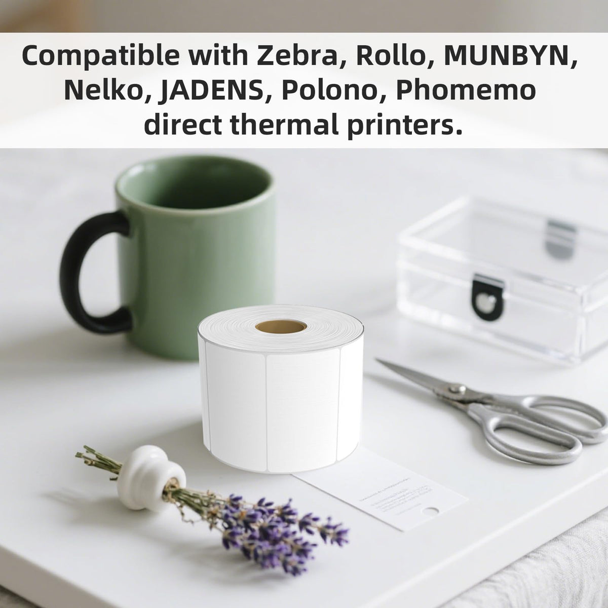 500 3x2 Thermal Labels Roll, HUOJI Blue Shipping Barcode Labels