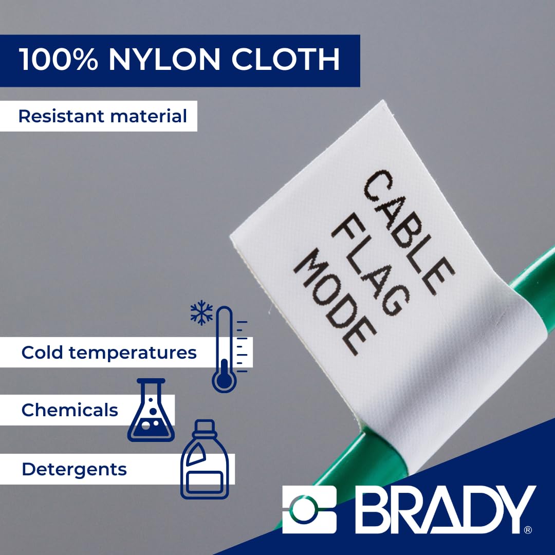 Brady Authentic (M4-11-499) Aggressive Adhesive Multi-Purpose Nylon Labels 0.5" H x 0.75" W Black on White, 220 Labels. for use with the BMP41, BMP51, and M511 Label Printers 0.5*0.75 inches