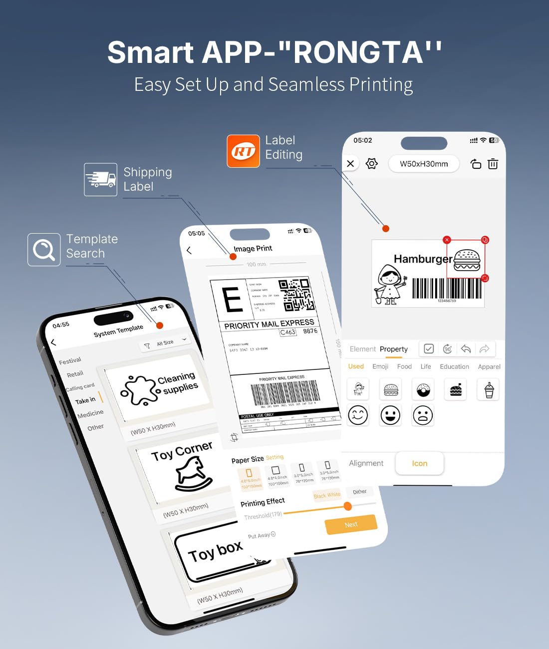 Rongta Bluetooth Thermal Shipping Label Printer for Small Business