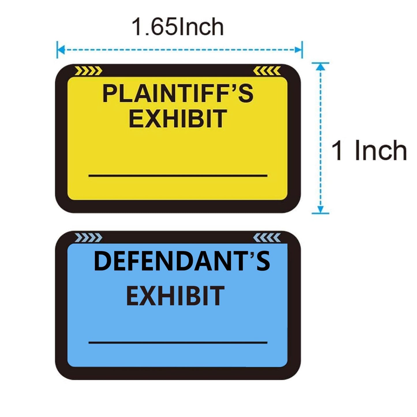 Legal Yellow Plaintiff's Exhibit Blue Defendant's Exhibit Stickers 1.65 X 1 Inches - Color-Coded Exhibit Labels 400 Pcs Blank File Folder Labels Tabs Legal Documents Report Divider for Offices Courts Yellow-blue