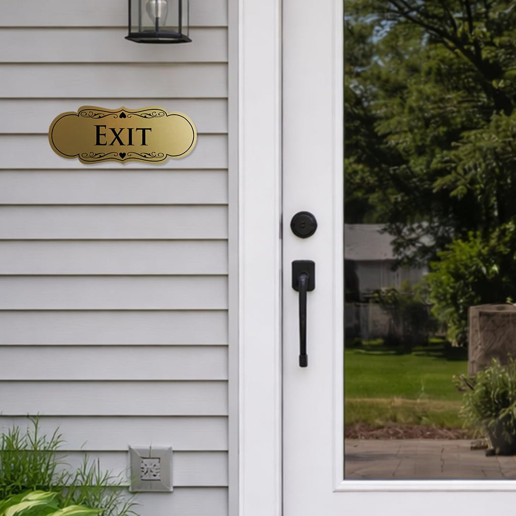 Designer EXIT Sign - Black/Gold - Medium (2 Pack) Black Gold 2.75" x 7" - Med (2 Pack)