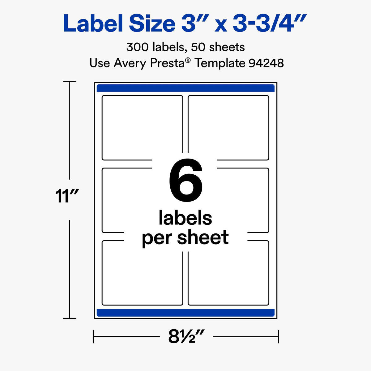 Avery® Matte White Rectangle Labels, 3" x 3.75", 300 Total 300 labels