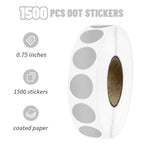 1500 PCS Silvery Dot Stickers 3/4" Circle Round Color Coding Labels