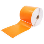Orange Zebra shipping and handling labels, 4x6 inches, from Labelvalue, displayed on a flat surface for shipping purposes.