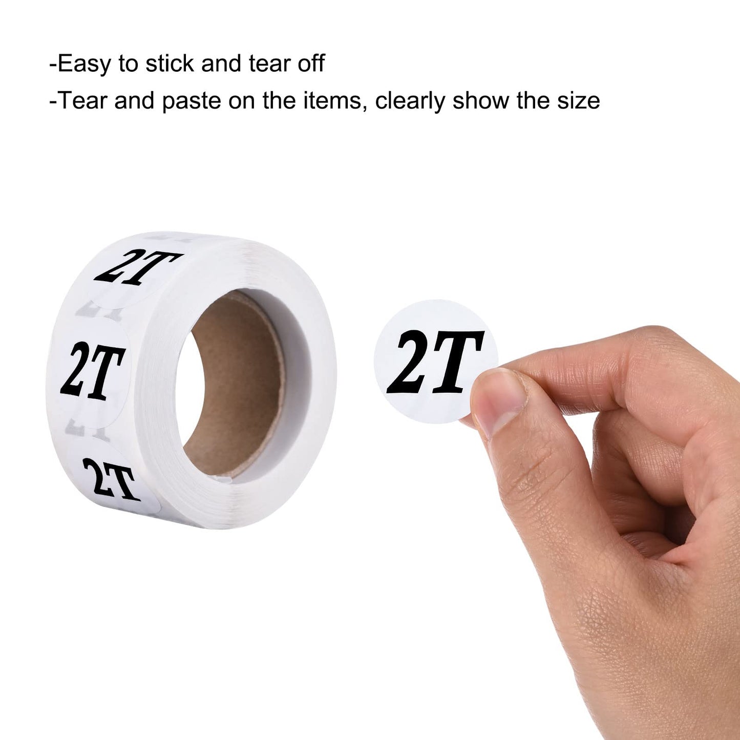 MECCANIXITY Clothing 2T/3T/4T/5T Size Sticker Label Coding Label 25mm/1inch Dia 4 Roll 2000 Round Labels for Retail Clothes Apparel