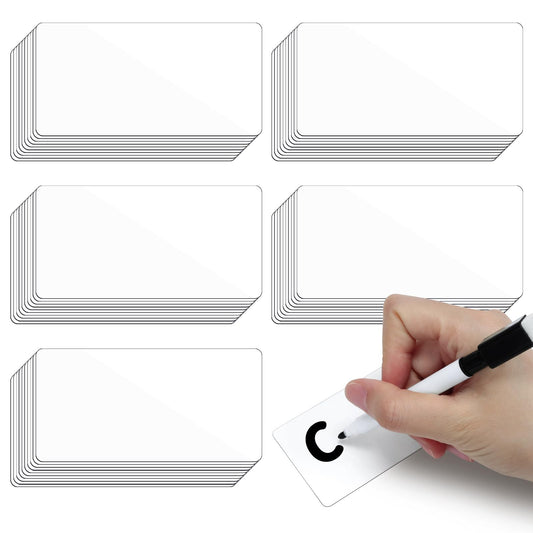 50 Pcs 4'' x 2'' Reusable Dry Erase Blank Magnetic Labels for Whiteboards 50