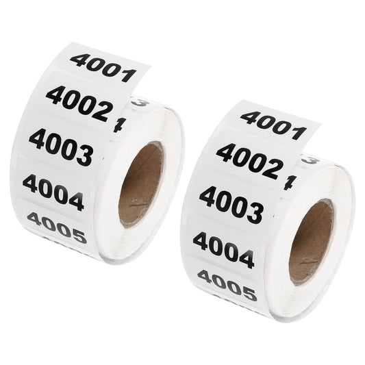 uxcell 2 Roll Inventory Number Sticker, 4001-5000 Consecutive Numbered Labels Self Adhesive Waterproof Labels Tag for Storage Classification Supplies (1.6x0.8 Inch) Number 4001-5000 1.6x0.8"