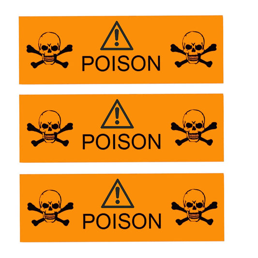 Danger Poison Stickers Labels,0.5 x 1.5 Inches Fluorescent Orange with Black Poison Safety Stickers 500 Labels on a Roll