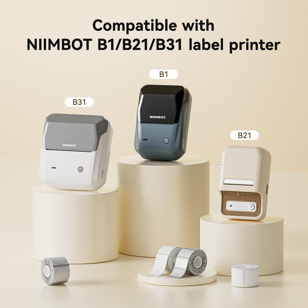 NIIMBOT Labels for B1/B2/B21/B31/B3S/K3 Sticker Printer, 50x30mm, White 50mmx30mm-white 3Rolls