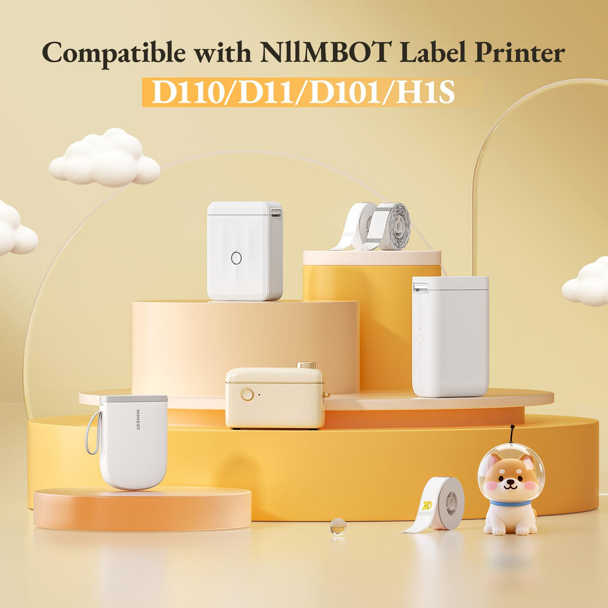 NIIMBOT 3 Roll Set Labels for D110/D11/D101 Label Maker, (0.59" X 1.97" White/ 0.55" X 1.58" Clear/ 0.47" X 1.57" Zoo), Waterproof Thermal Label Tape for Home Office School Organization Mix A
