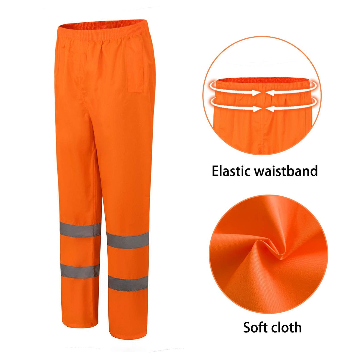 A-SAFETY High Vis Rain Pants for Men Women Waterproof Reflective Safety Rain Trousers Rain Gears for Fishing Sports Works Orange XX-Large